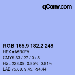 カラーコード: RGB 165.9 182.2 248 | qconv.com