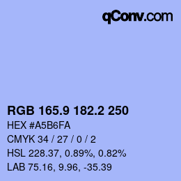 Color code: RGB 165.9 182.2 250 | qconv.com