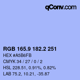 カラーコード: RGB 165.9 182.2 251 | qconv.com