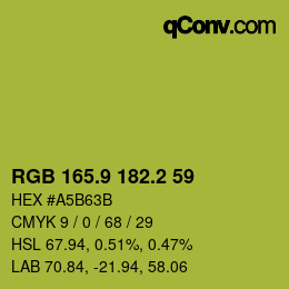 カラーコード: RGB 165.9 182.2 59 | qconv.com