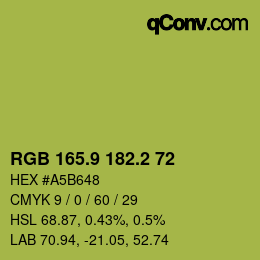 カラーコード: RGB 165.9 182.2 72 | qconv.com