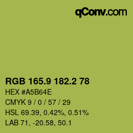カラーコード: RGB 165.9 182.2 78 | qconv.com