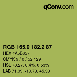 カラーコード: RGB 165.9 182.2 87 | qconv.com