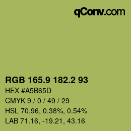 カラーコード: RGB 165.9 182.2 93 | qconv.com