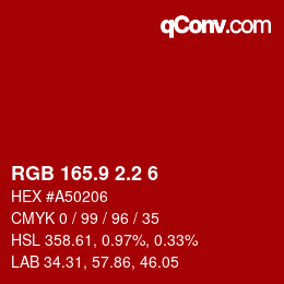 カラーコード: RGB 165.9 2.2 6 | qconv.com