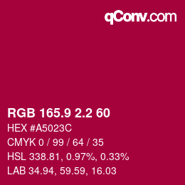 カラーコード: RGB 165.9 2.2 60 | qconv.com