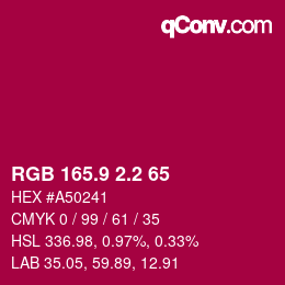 カラーコード: RGB 165.9 2.2 65 | qconv.com
