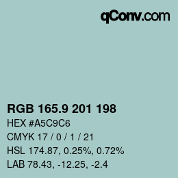 Color code: RGB 165.9 201 198 | qconv.com
