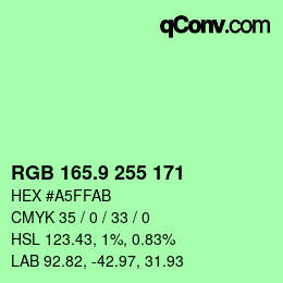 カラーコード: RGB 165.9 255 171 | qconv.com