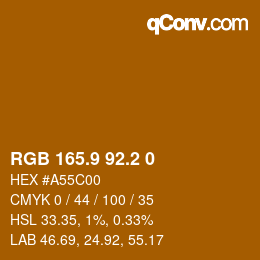Color code: RGB 165.9 92.2 0 | qconv.com