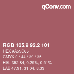 Color code: RGB 165.9 92.2 101 | qconv.com