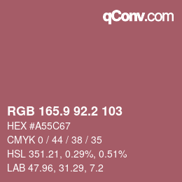 カラーコード: RGB 165.9 92.2 103 | qconv.com