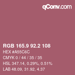 カラーコード: RGB 165.9 92.2 108 | qconv.com