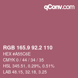 カラーコード: RGB 165.9 92.2 110 | qconv.com