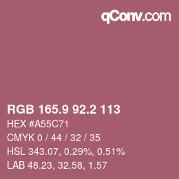 カラーコード: RGB 165.9 92.2 113 | qconv.com