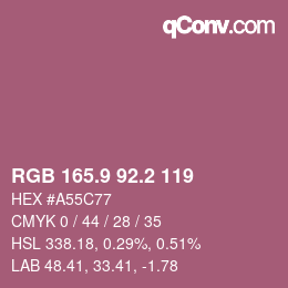 カラーコード: RGB 165.9 92.2 119 | qconv.com
