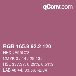 Color code: RGB 165.9 92.2 120 | qconv.com