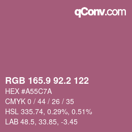 カラーコード: RGB 165.9 92.2 122 | qconv.com
