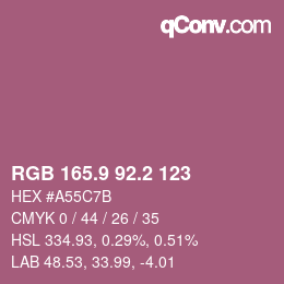 カラーコード: RGB 165.9 92.2 123 | qconv.com