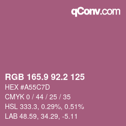 Color code: RGB 165.9 92.2 125 | qconv.com