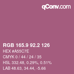 カラーコード: RGB 165.9 92.2 126 | qconv.com