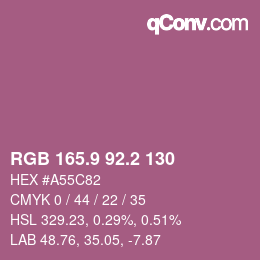 カラーコード: RGB 165.9 92.2 130 | qconv.com
