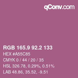 カラーコード: RGB 165.9 92.2 133 | qconv.com