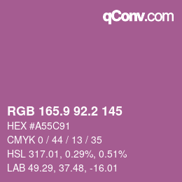 カラーコード: RGB 165.9 92.2 145 | qconv.com
