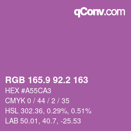 カラーコード: RGB 165.9 92.2 163 | qconv.com