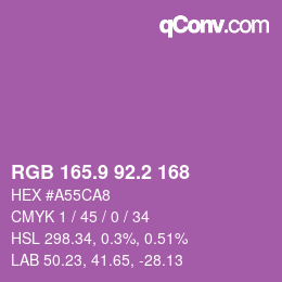 カラーコード: RGB 165.9 92.2 168 | qconv.com