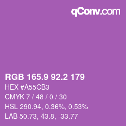 カラーコード: RGB 165.9 92.2 179 | qconv.com