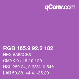 カラーコード: RGB 165.9 92.2 182 | qconv.com