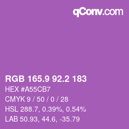 カラーコード: RGB 165.9 92.2 183 | qconv.com
