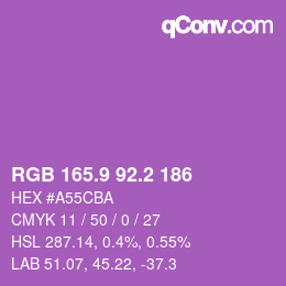カラーコード: RGB 165.9 92.2 186 | qconv.com
