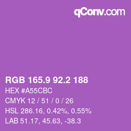 カラーコード: RGB 165.9 92.2 188 | qconv.com