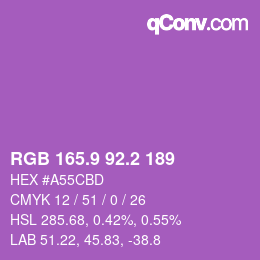 カラーコード: RGB 165.9 92.2 189 | qconv.com
