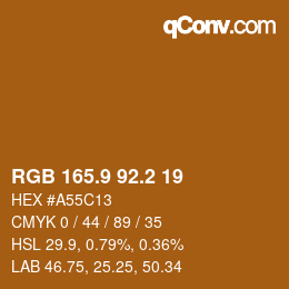 カラーコード: RGB 165.9 92.2 19 | qconv.com