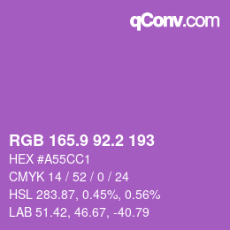カラーコード: RGB 165.9 92.2 193 | qconv.com