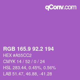 カラーコード: RGB 165.9 92.2 194 | qconv.com