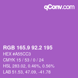 カラーコード: RGB 165.9 92.2 195 | qconv.com