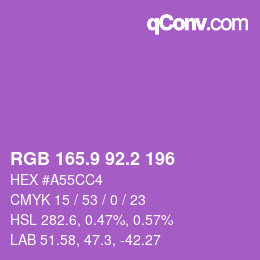 カラーコード: RGB 165.9 92.2 196 | qconv.com