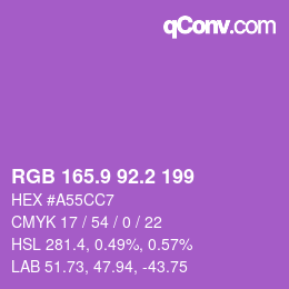 カラーコード: RGB 165.9 92.2 199 | qconv.com