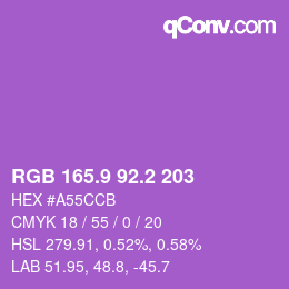 カラーコード: RGB 165.9 92.2 203 | qconv.com
