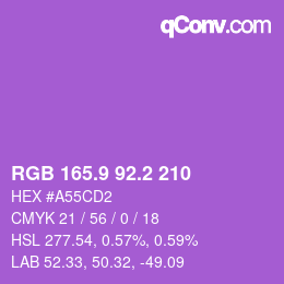 カラーコード: RGB 165.9 92.2 210 | qconv.com