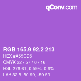 カラーコード: RGB 165.9 92.2 213 | qconv.com