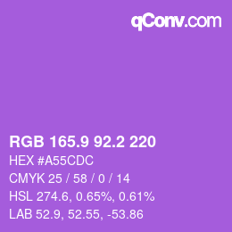 カラーコード: RGB 165.9 92.2 220 | qconv.com