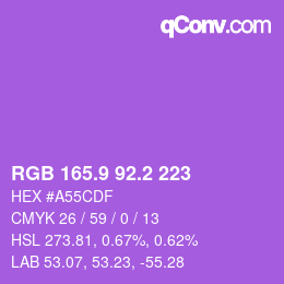 カラーコード: RGB 165.9 92.2 223 | qconv.com