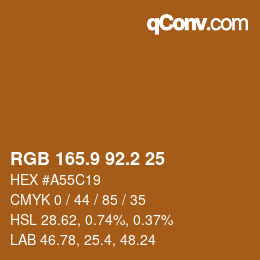 Color code: RGB 165.9 92.2 25 | qconv.com