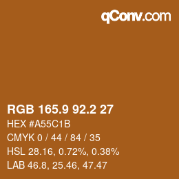 カラーコード: RGB 165.9 92.2 27 | qconv.com