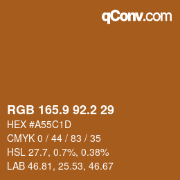カラーコード: RGB 165.9 92.2 29 | qconv.com